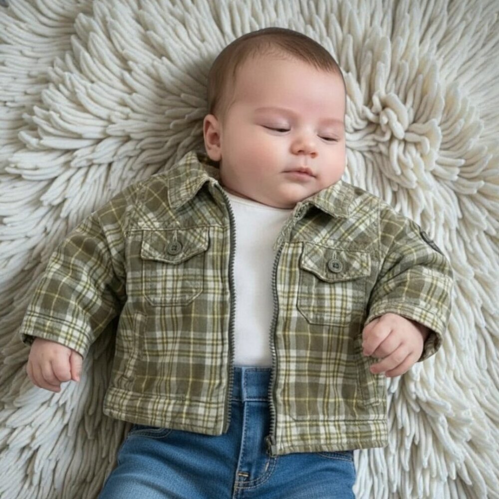 Please Mum 3M Green Plaid Flannel Sherpa Jacket